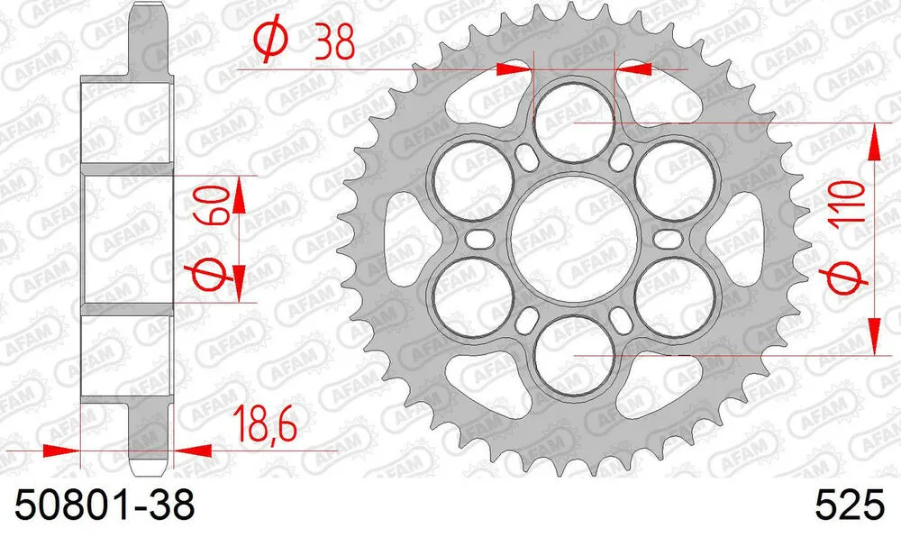 AFAM Kettensatz Stahl 525 XHR3-G 15x38 - Ducati 1098 S Streetfighter 2009-13 - 05092131