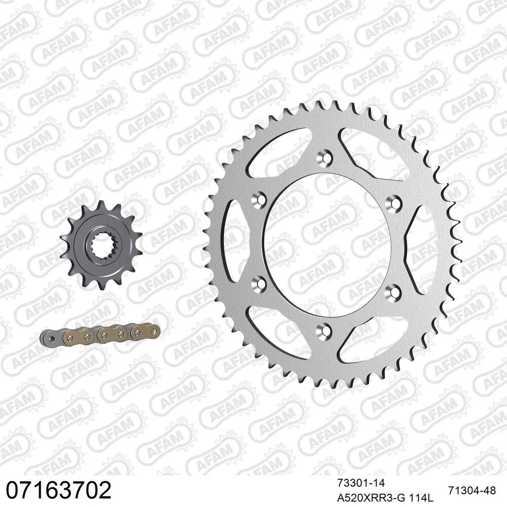 07163702 AFAM Kettensatz Stahl 520 XRR3-G 14x48 - KTM EXC 525 Racing 2003-07 - 07163702