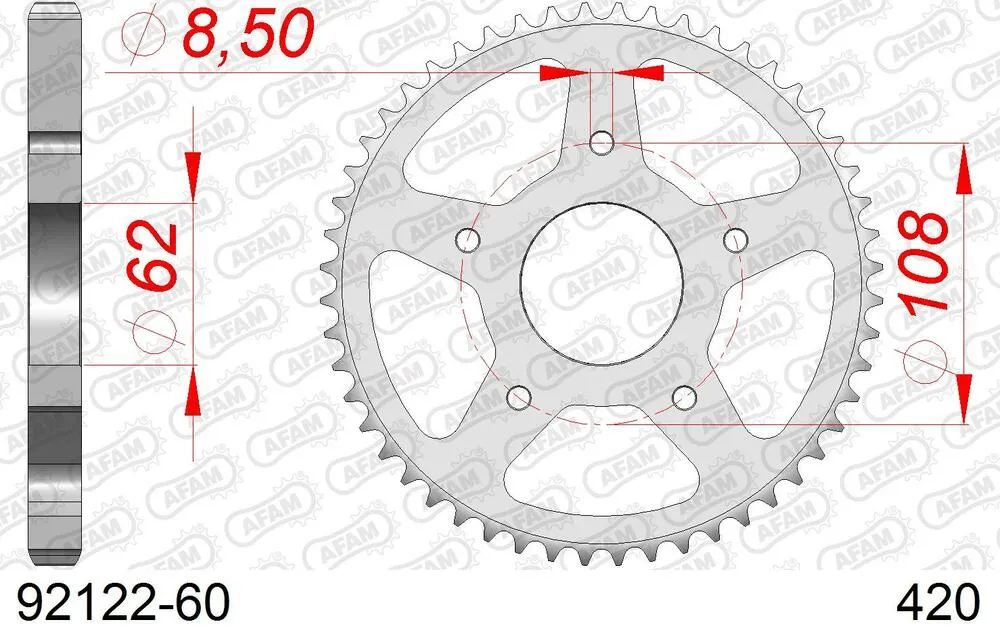 92122-60 AFAM Kettensatz Stahl 420 R1-G 11x60 - Mh/motor Hispania RYZ 50 Pro Racing Supermotard 2010-12 - KIT