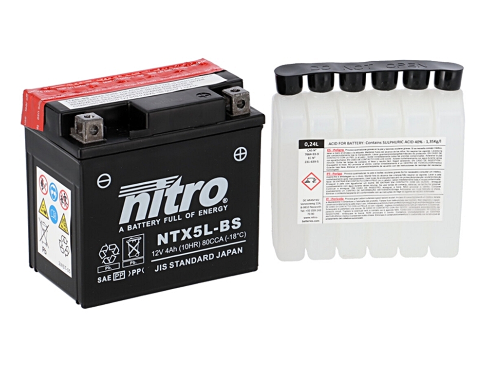 Nitro NTX5L-BS AGM Batterie 12V 4 Ah mit Säurepack Nitro NTX5L-BS AGM Batterie 12V 4 Ah mit Säurepack