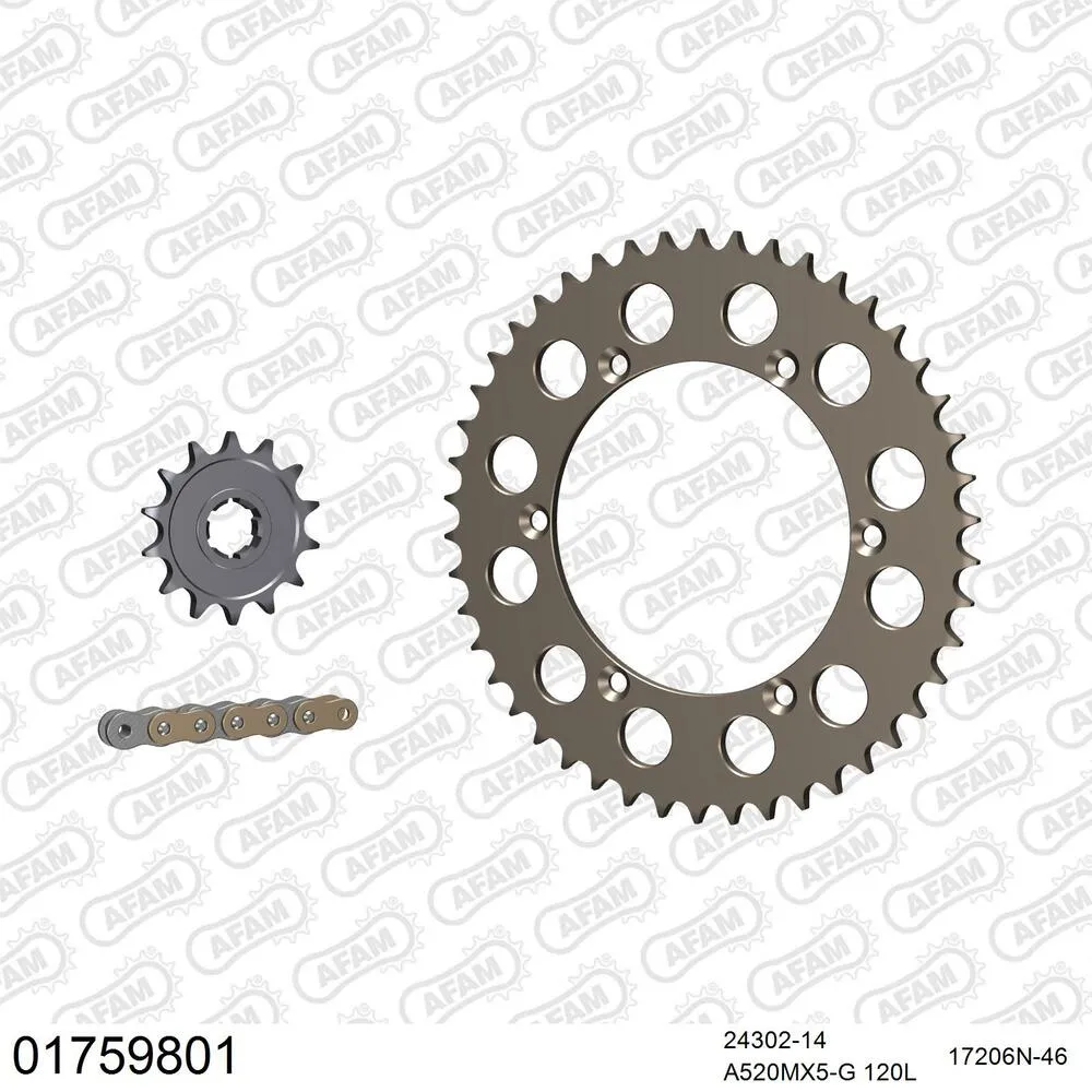 01759801 AFAM Kettensatz Aluminium 520 MX6-GG 14x46 - Kawasaki KX 500 1983-84 - 01759801