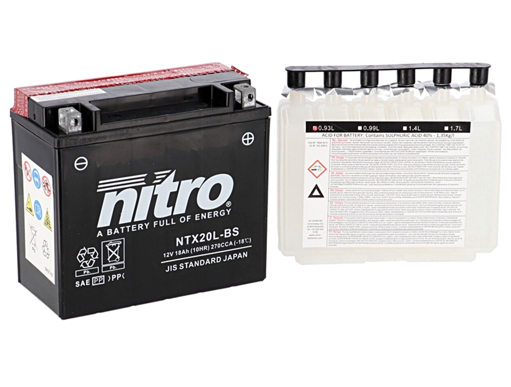 Nitro NTX20L-BS AGM Batterie 12V 18 Ah mit Säurepack Nitro NTX20L-BS AGM Batterie 12V 18 Ah mit Säurepack