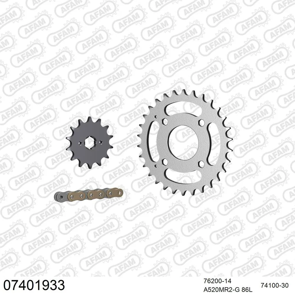 AFAM Kettensatz Stahl 520 MR2-G 14x30 - Kymco MXU 50 Reverse 2007-16 - 07401933