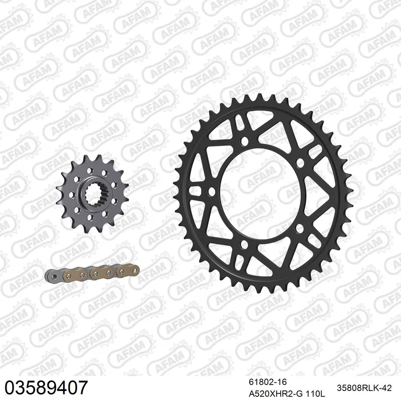 03589407 AFAM Racing Kettensatz Stahl 520 XHR2-G 16x42 - Aprilia RSV4 1000 APRC R 2011-14 - 03589407