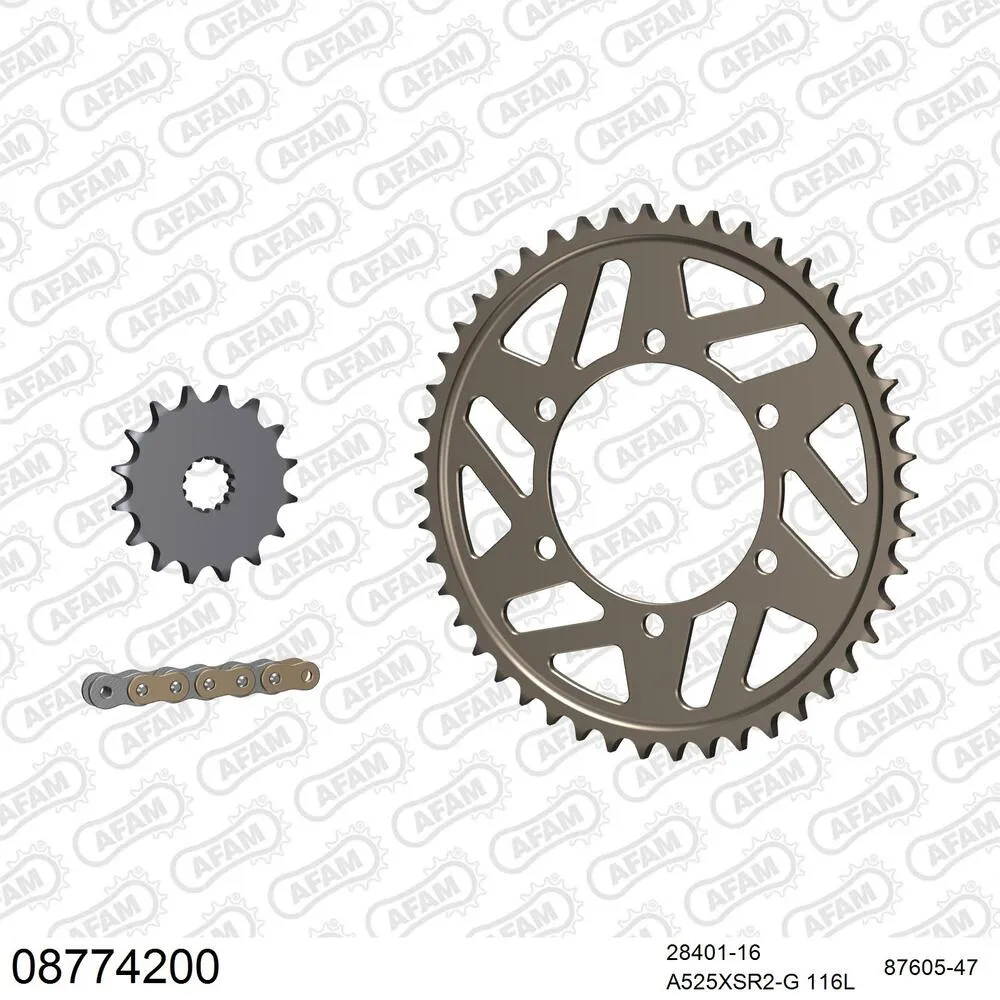 08774200 AFAM Kettensatz Aluminium 525 XSR2-G 16x47 - Triumph Street Triple 675 2007-13 - 08774200