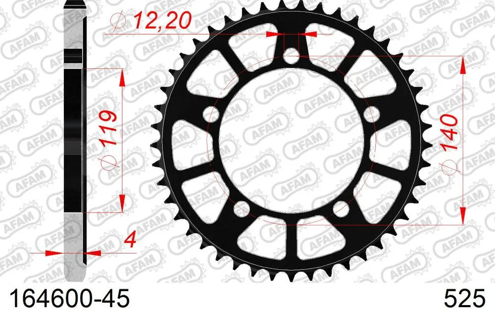 164600-45 AFAM Kettensatz Stahl 525 XHR3-G 17x45 - BMW S 1000 R 2021-24 - 16489133