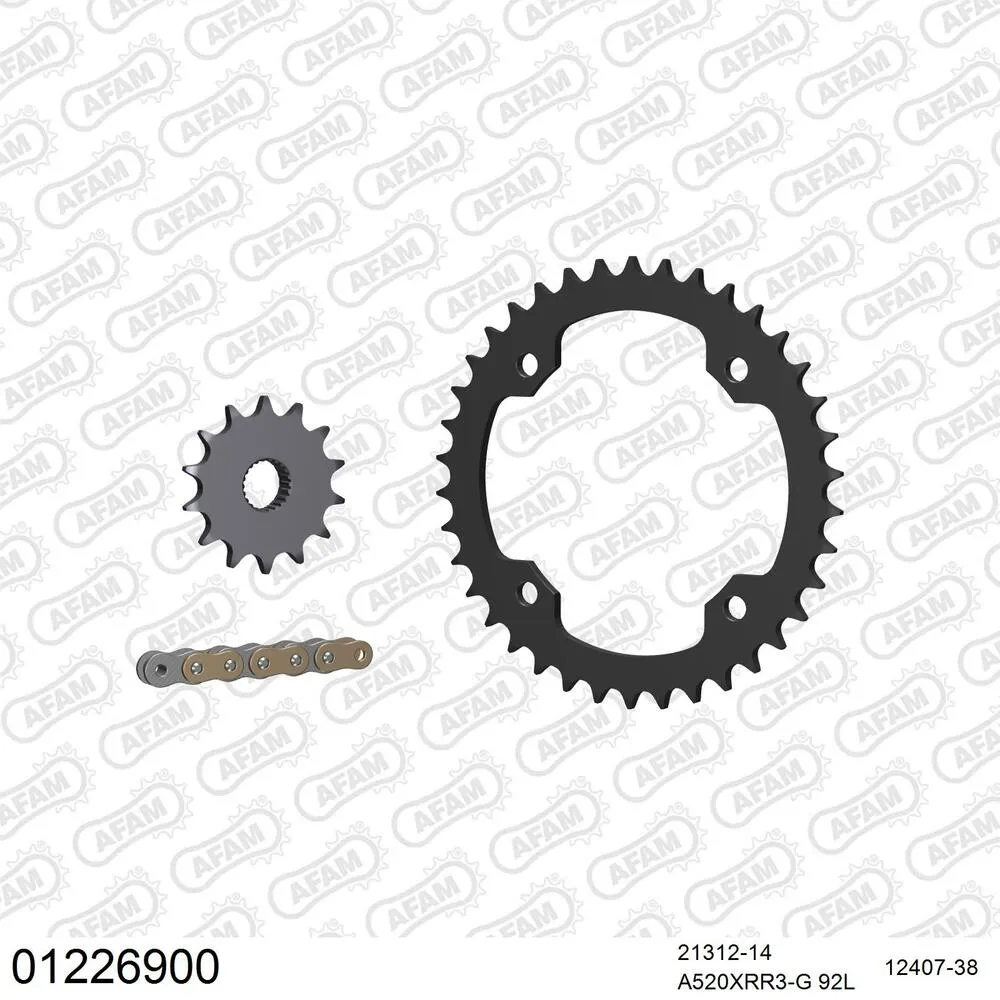 AFAM Kettensatz Stahl 520 XRR3-G 14x38 - Yamaha YFM 250 R Raptor 2008-13 - 01226900