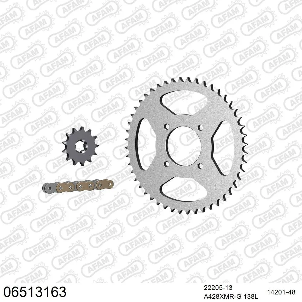 06513163 AFAM Kettensatz Stahl 428 XMR2-G 13x48 - Hyosung GV 125 C 2007-15 - 06513163