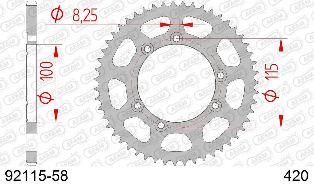 92115-58 AFAM Kettensatz Stahl 420 R1-G 11x58 - Fantic 50 Caballero E Casa 2006-20 - KIT108251