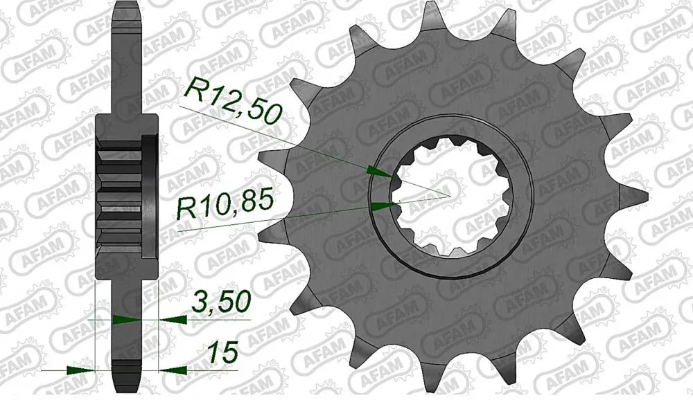 Afam_Ritzel_Vorne_24506 AFAM Kettensatz Stahl 525 XRR 15x40 - Kawasaki ZX-6R Ninja 1995-97