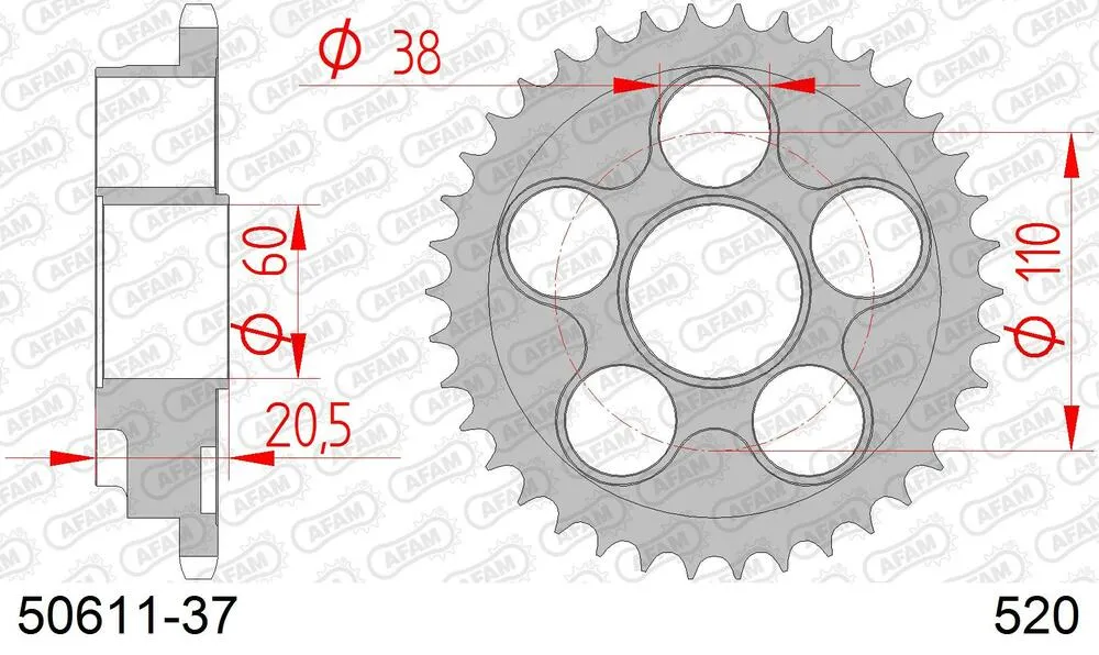 50611-37 AFAM Kettensatz Stahl 520 XHR2-G 14x37 - Ducati 748 SP 1995-99 - 05077241