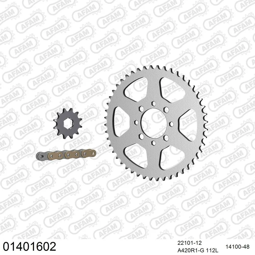 AFAM Kettensatz Stahl 420 R1-G 12x48 - Suzuki TS 50 APX Automatique France 1981-89 - 01401602