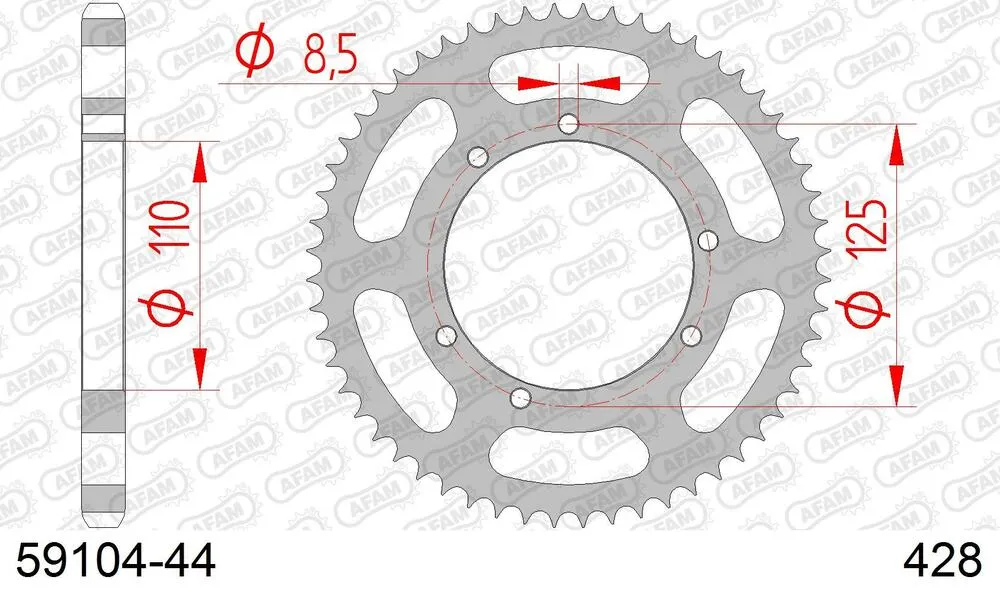 AFAM Kettensatz Stahl 428 R1-G 14x44 - Sherco 125 City Corp 2003-06 - 04113500