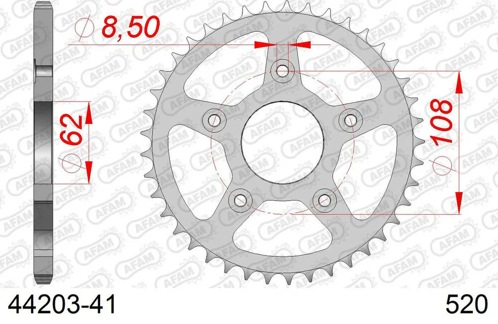 AFAM Kettensatz Stahl 520 MR2-G 14x41 - Aprilia 125 Tuareg Wind 1989-91 - 03513601