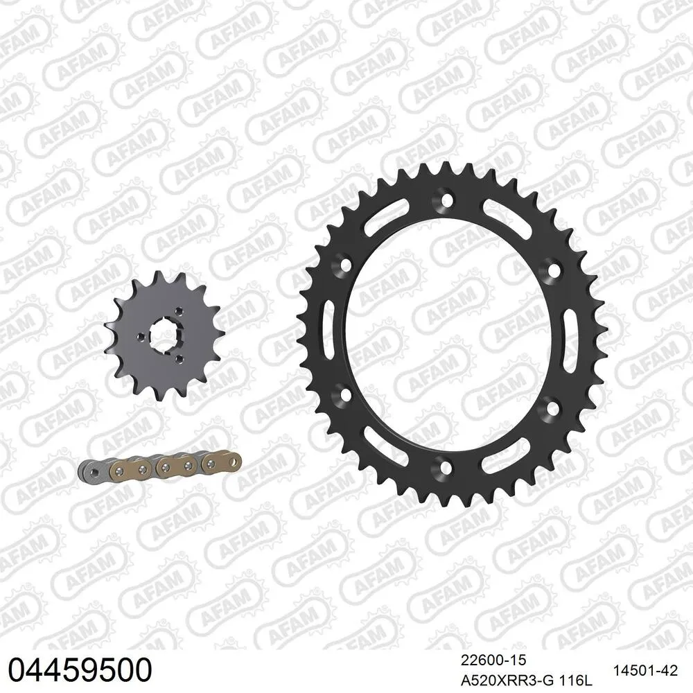 04459500 AFAM Kettensatz Stahl 520 XRR3-G 15x42 - Cagiva 500 T4 E-R 1987-90 - 04459500