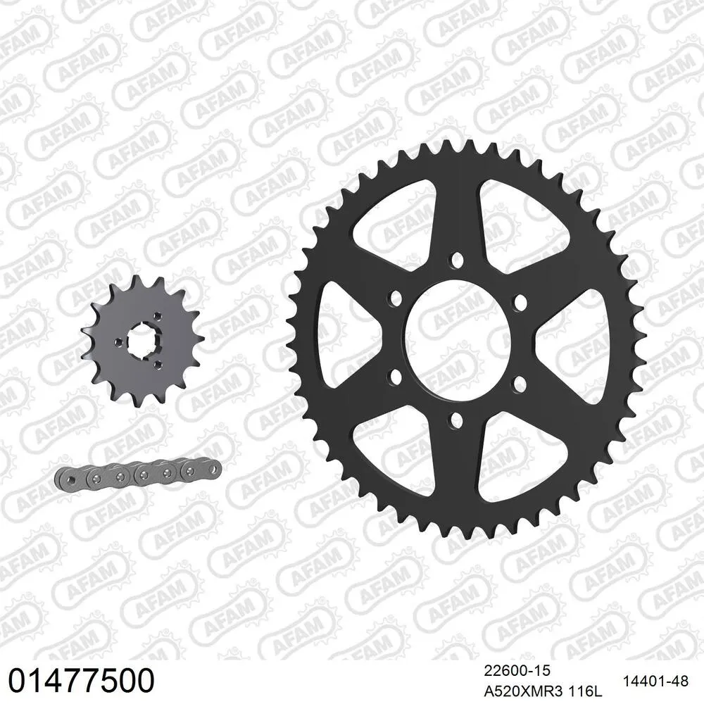 AFAM Kettensatz Stahl 520 XMR3 15x48 - Suzuki DR 750 S 1988 - 01477500