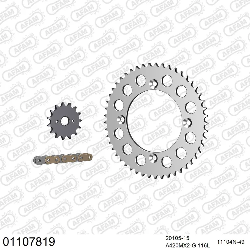 01107819 AFAM Kettensatz Aluminium 420 MX2-G 15x49 - Honda CR 85 R 2006-07 - 01107819