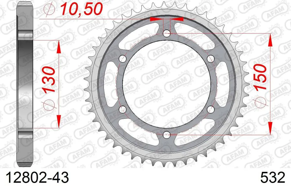 AFAM Kettensatz Stahl 532 ZVX 16x43 - Yamaha YZF 750 R 1993-98 - 01277204