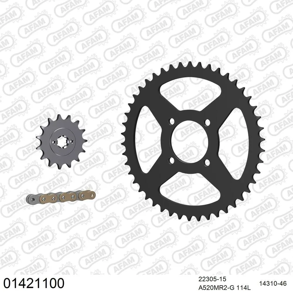 01421100 AFAM Kettensatz Stahl 520 MR2-G 15x46 - Suzuki RV 200 Van-Van 2016-19 - 01421100