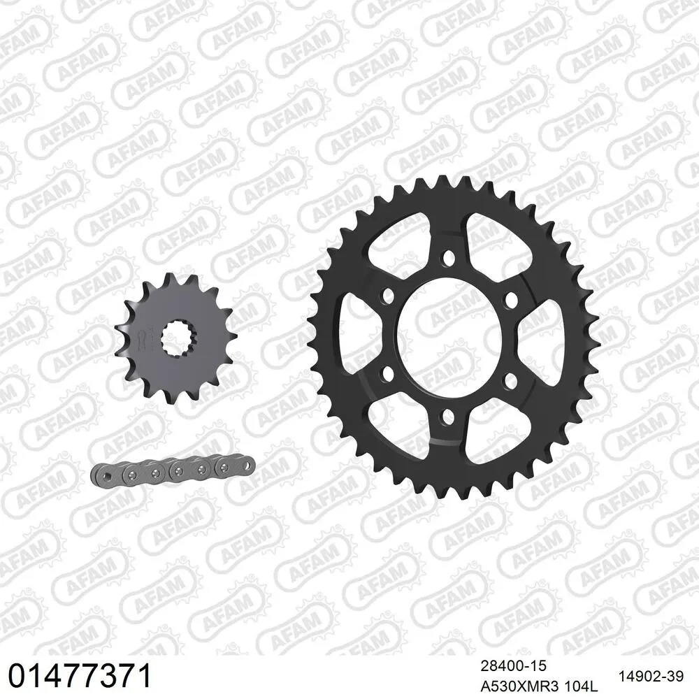 01477371 AFAM Kettensatz Stahl 530 XMR3 15x39 - Suzuki GSX-R 750 R 1988-89 - 01477371