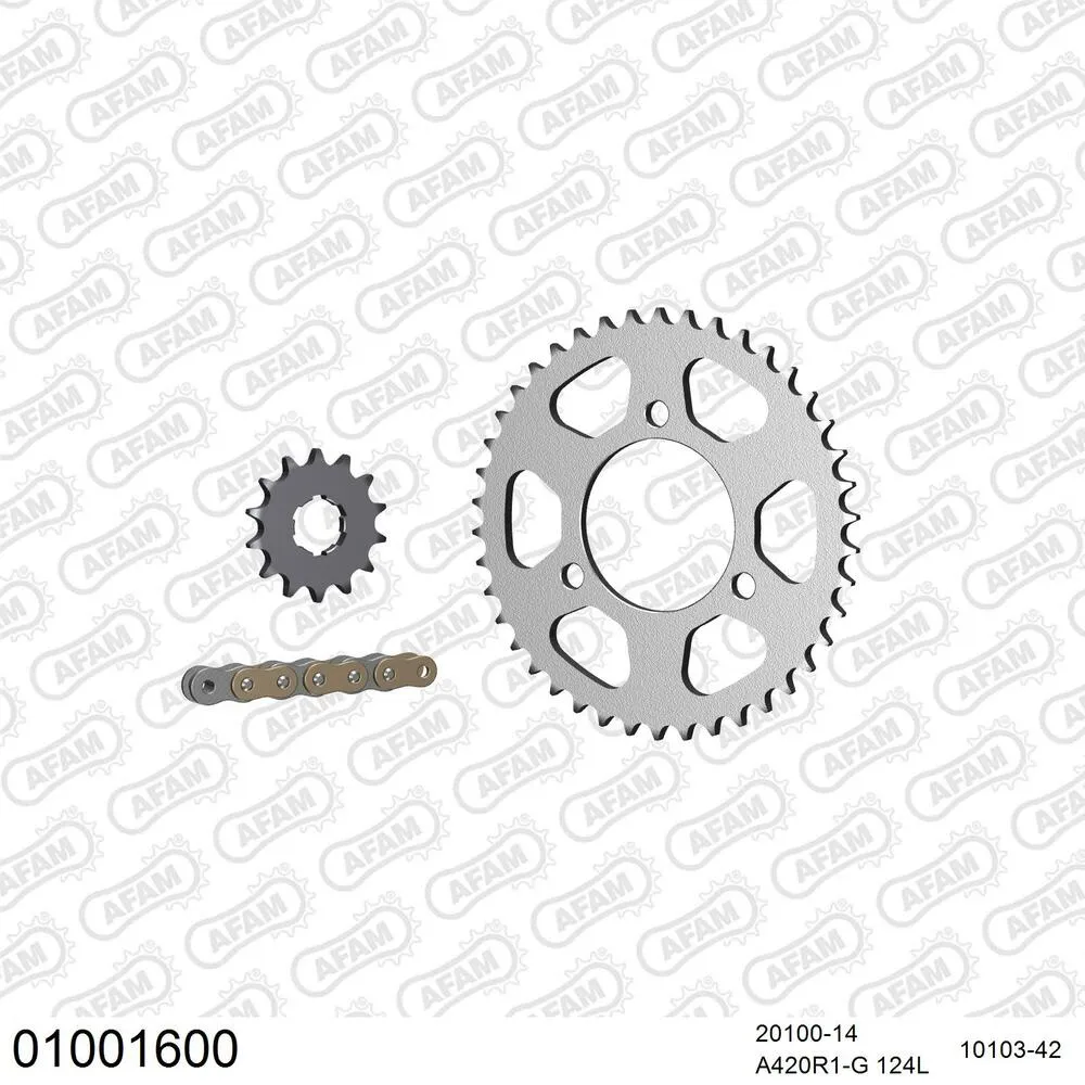 AFAM Kettensatz Stahl 420 R1-G 14x42 - Honda MTX 50 Automatique France 1984-87 - 01001600