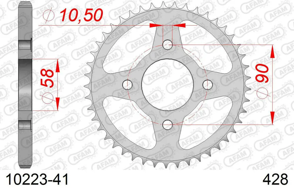 10223-41 AFAM Kettensatz Stahl 428 R1-G 14x41 - Honda CG 125 1992-10 - 01013136