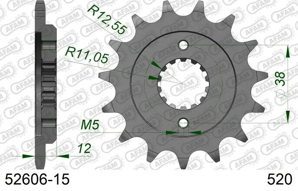 52606-15 AFAM Kettensatz Stahl 520 XMR3 15x38 - Ducati 750 Paso 1987-88 - 05077243