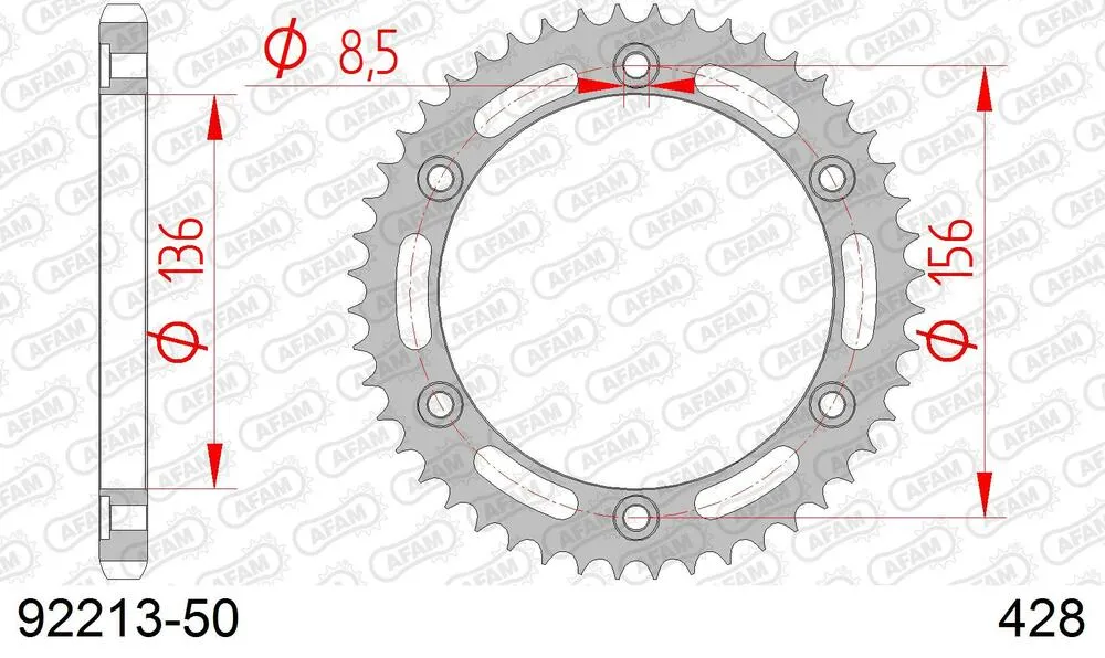 92213-50 AFAM Kettensatz Stahl 428 MX-G 15x50 - AJP PR4 200 Enduro 2004-11 - 15221500
