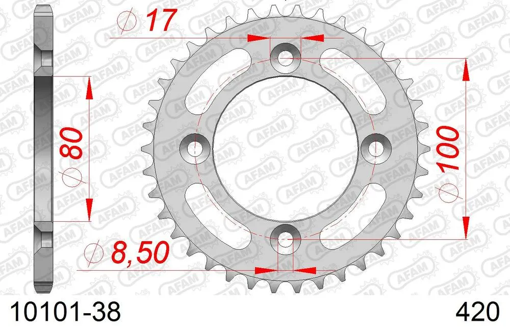 AFAM Kettensatz Stahl 420 MX2-G 14x38 - Honda CRF 110 F 2013-24 - 01012851