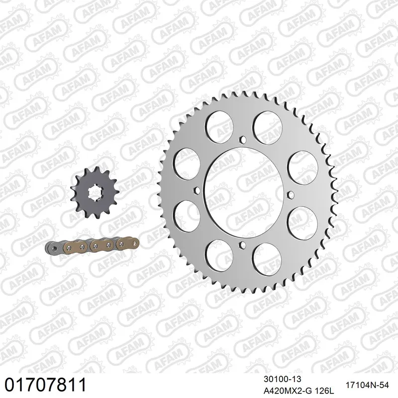 01707811 AFAM Kettensatz Aluminium 420 MX2-G 13x54 - Kawasaki KX 80 1989-91 - 01707811
