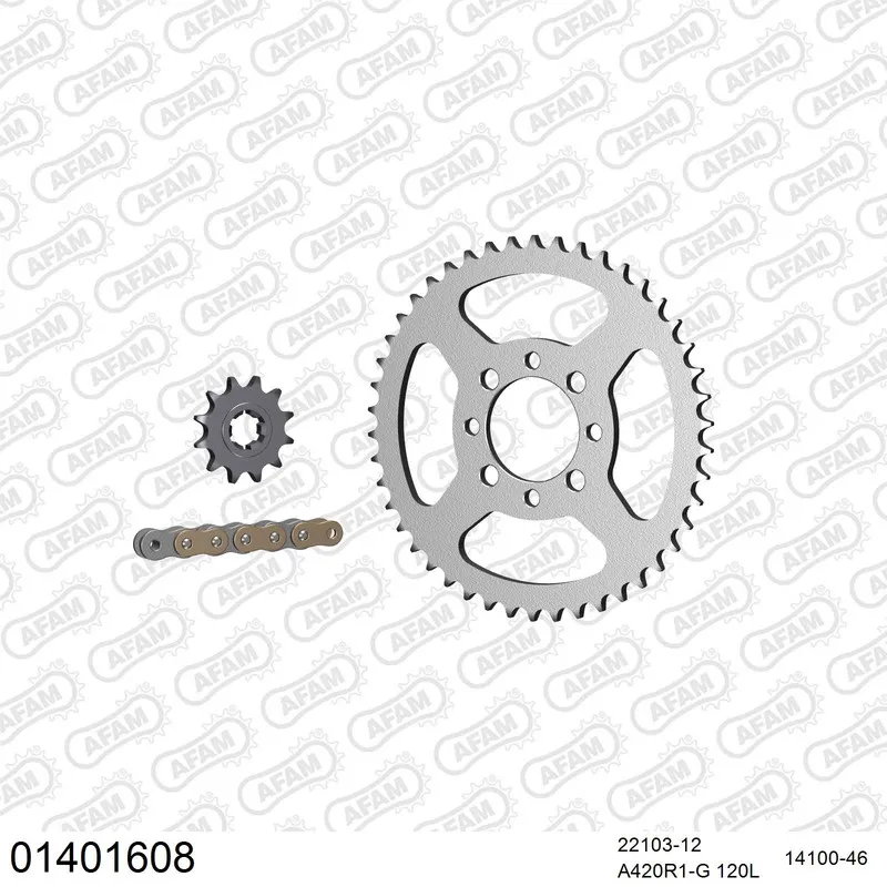 AFAM Kettensatz Stahl 420 R1-G 12x46 - Suzuki TS 50 W 1986 - 01401608