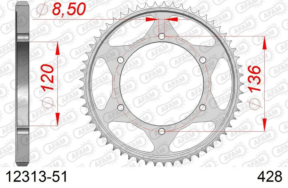 AFAM Kettensatz Stahl 428 XMR2-G 18x51 - Yamaha TZR 125 RR 1994-97 - 01213308