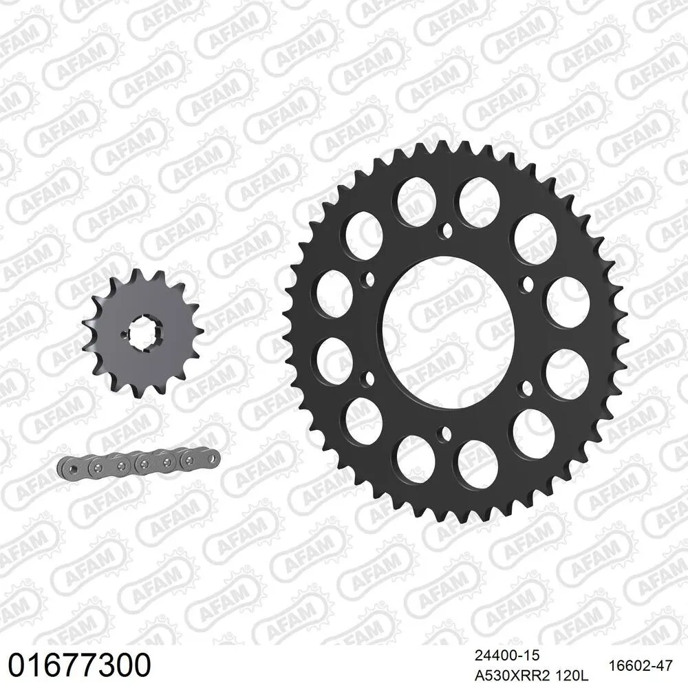 AFAM Kettensatz Stahl 530 XRR2 15x47 - Kawasaki KH 750 H2 Mach IV 1972-75 - 01677300