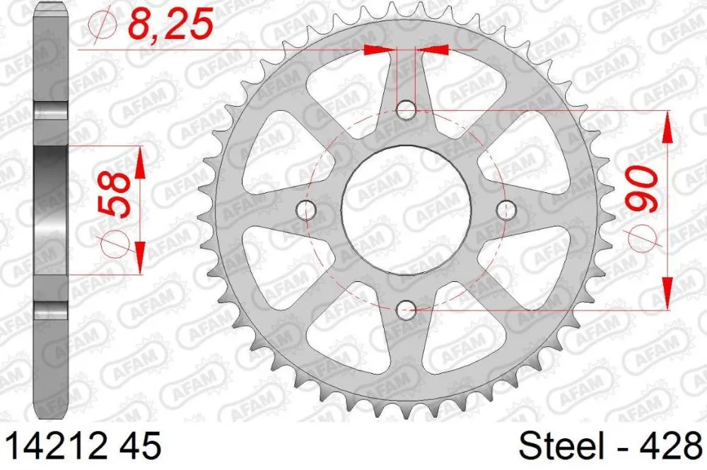 AFAM Kettensatz Stahl 428 XMR-G 14x45 - Suzuki GSX-R 125 2017-20