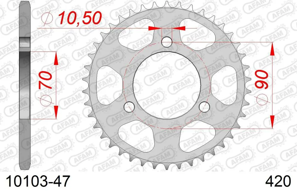 AFAM Kettensatz Stahl 420 R1-G 13x47 - Honda MTX 50 R 1983 - 01001602