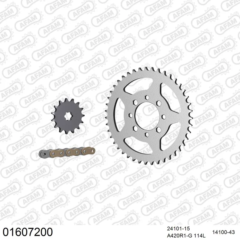 01607200 AFAM Kettensatz Stahl 420 R1-G 15x43 - Kawasaki AR 80 1981-89 - 01607200
