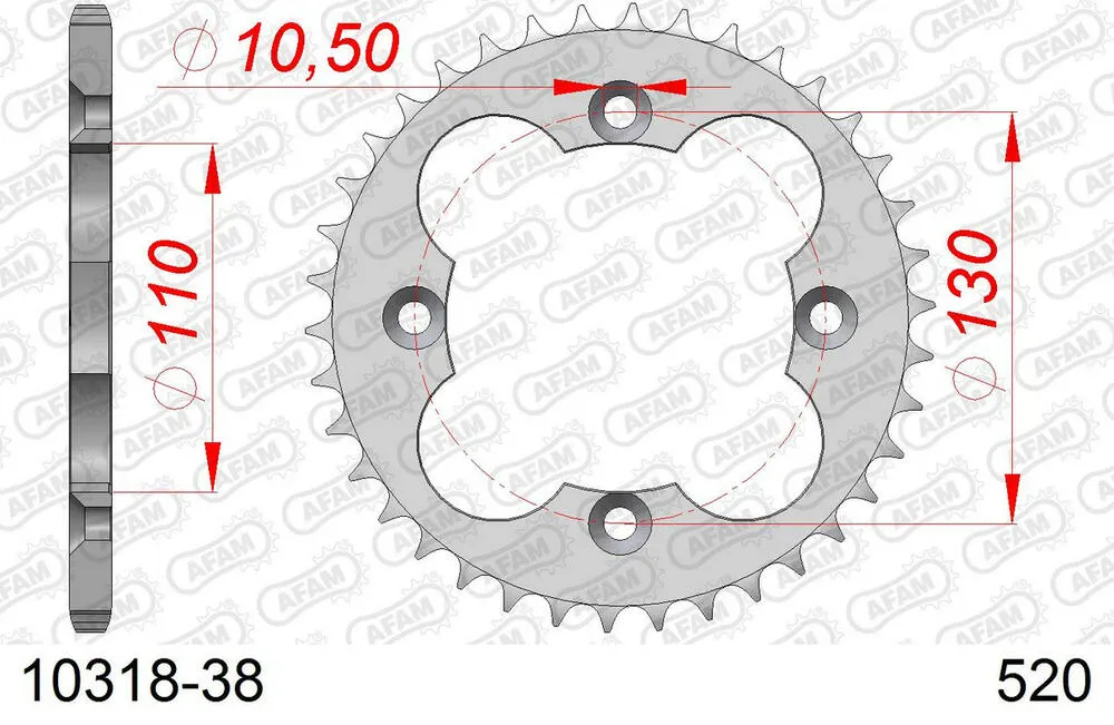10318-38 AFAM Kettensatz Stahl 520 XRR3-G 13x38 - Honda TRX 300 EX 1993-08 - 01030900