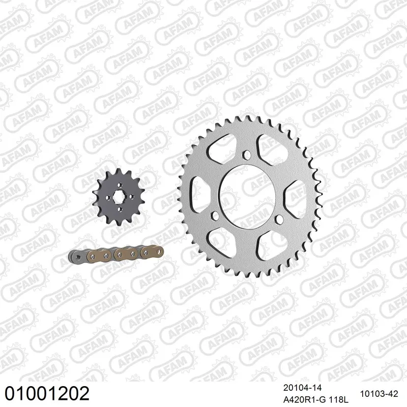 01001202 AFAM Kettensatz Stahl 420 R1-G 14x42 - Honda MBX 50 S 1983-85 - 01001202