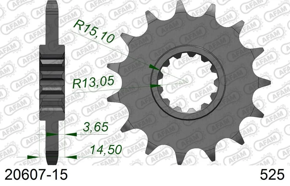 20607-15 AFAM Kettensatz Stahl 525 XMR3 15x40 - Honda CB 750 F2 Seven Fifty 1992-94 - KIT101451