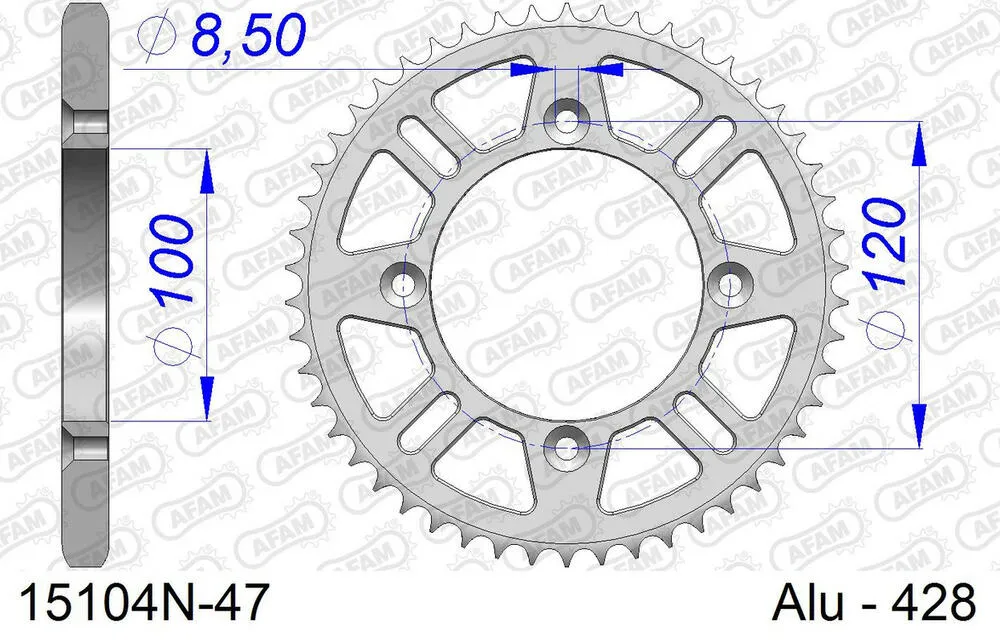 AFAM Kettensatz Aluminium 428 MX-G 14x47 - Yamaha YZ 80 1993-01 - 01307808
