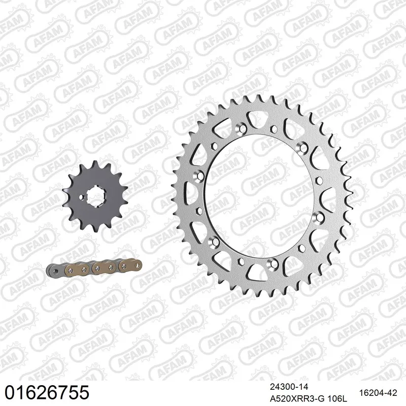 01626755 AFAM Kettensatz Stahl 520 XRR3-G 14x42 - Kawasaki KLX 250 1993-97 - 01626755