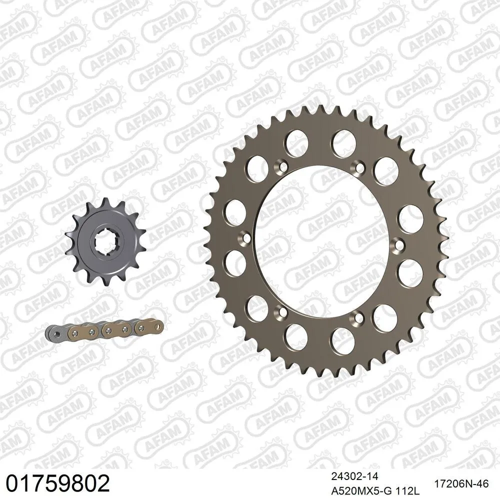 01759802 AFAM Kettensatz Aluminium 520 MX6-GG 14x46 - Kawasaki KX 500 1985 - 01759802