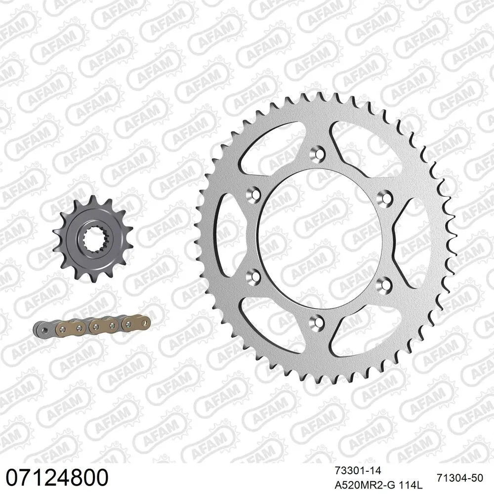 07124800 AFAM Kettensatz Stahl 520 MR2-G 14x50 - KTM SX 250 1994 - 07124800