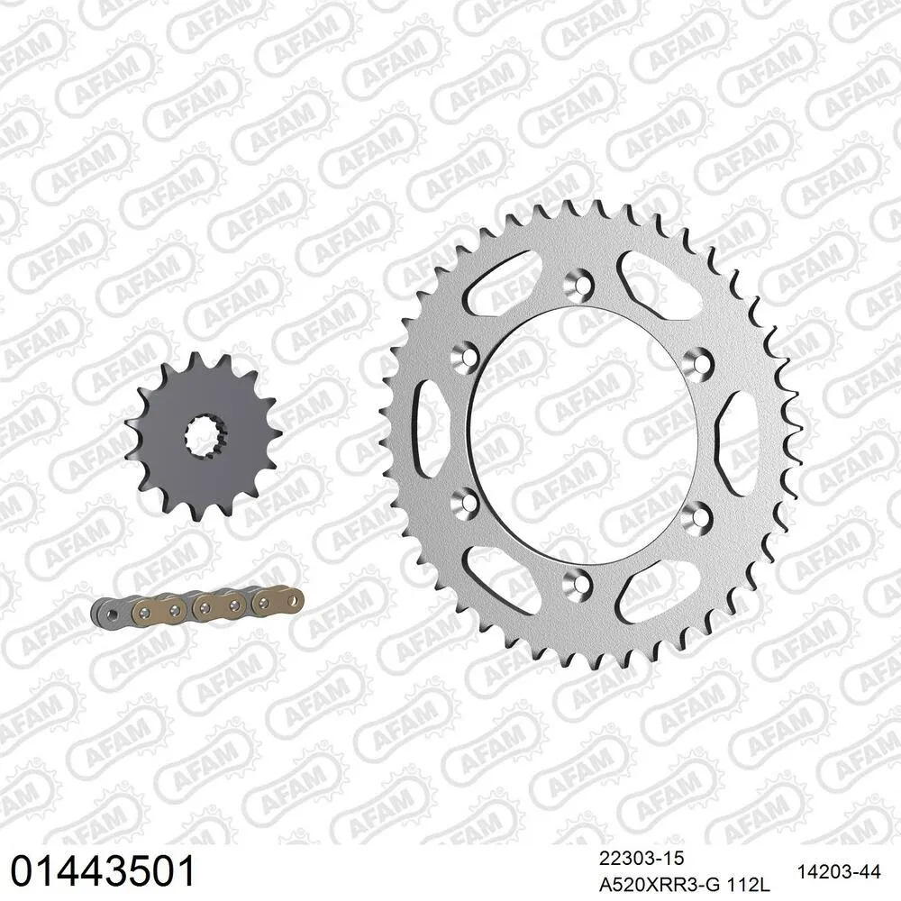01443501 AFAM Kettensatz Stahl 520 XRR3-G 15x44 - Suzuki DR-Z 400 S 2000-24 - 01443501