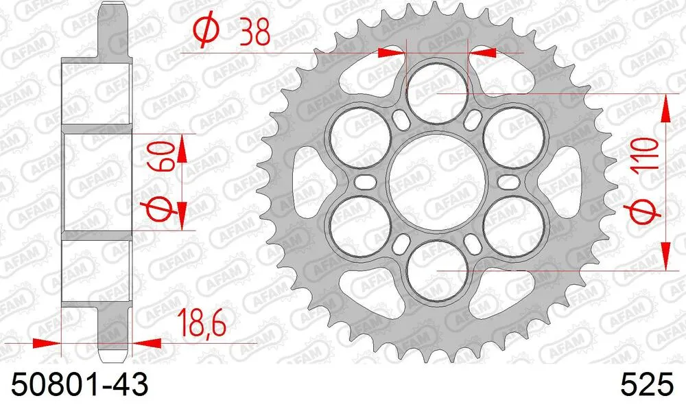 AFAM Kettensatz Stahl 525 XHR3-G 15x43 - Ducati 1260 Diavel 2019-22 - 05097131