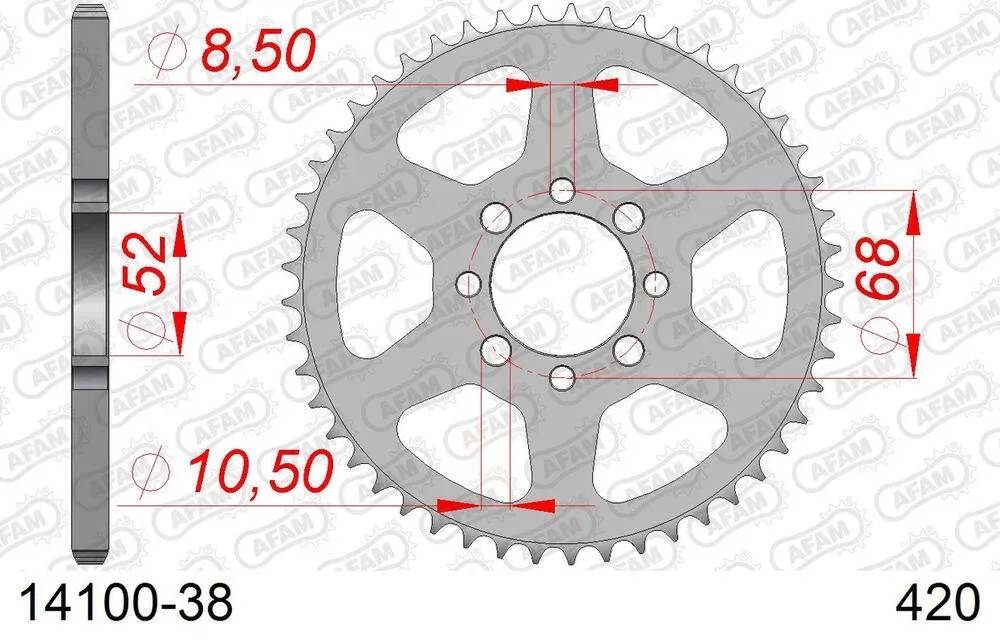 AFAM Kettensatz Stahl 420 R1-G 12x38 - Suzuki AP 50 1975-78 - 01401600