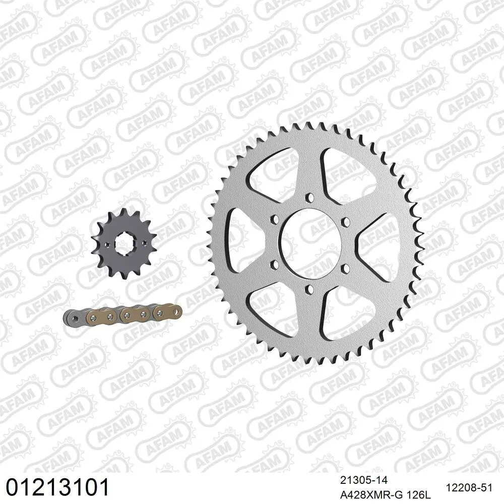 AFAM Kettensatz Stahl 428 XMR2-G 14x51 - Yamaha TW 125 2002-06 - 01213101