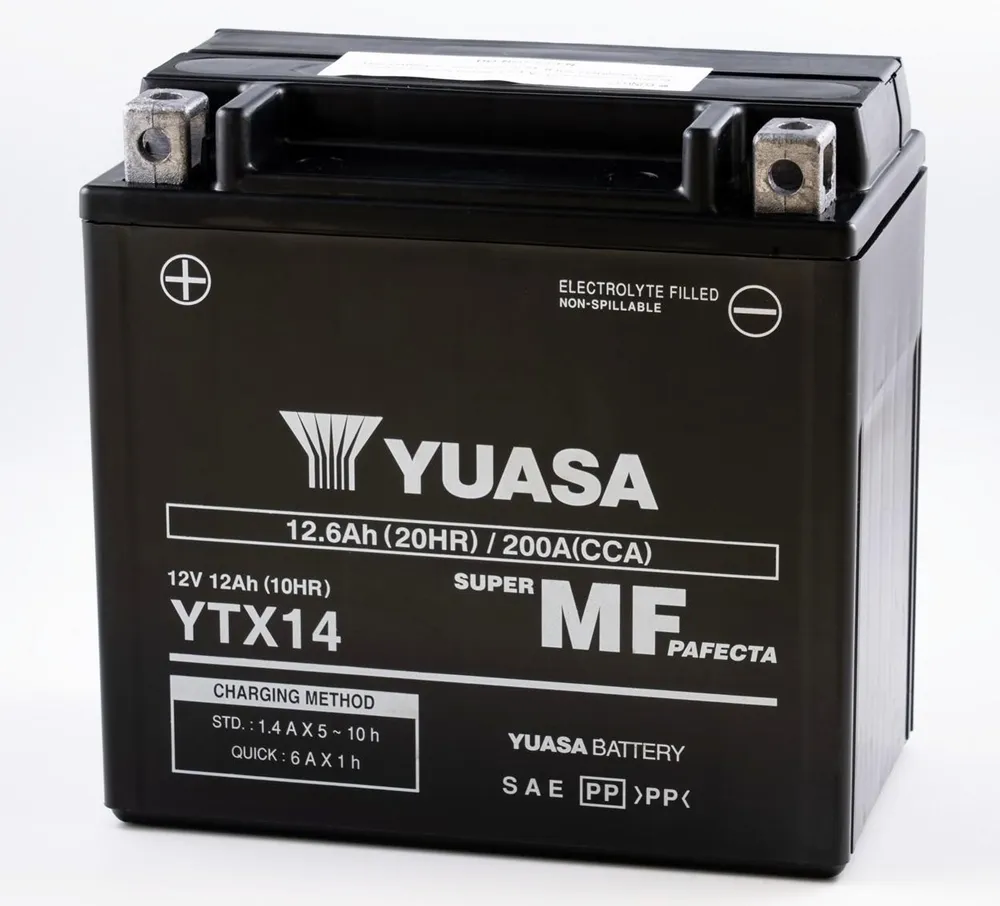 Yuasa YTX14 AGM Batterie 12V 12 AH (WC) ab Werk gefüllt 