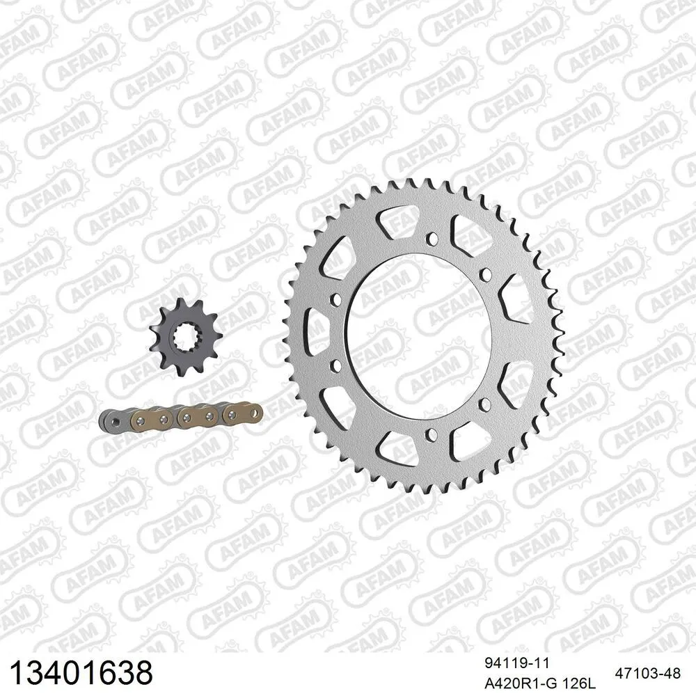 AFAM Kettensatz Stahl 420 R1-G 11x48 - MBK 50 X Limit Supermoto 2003-06 - 13401638