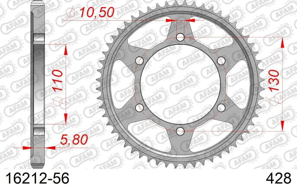 AFAM Kettensatz Stahl 428 XMR2-G 16x56 - Kawasaki Ninja 125 2019-24 - KIT101841